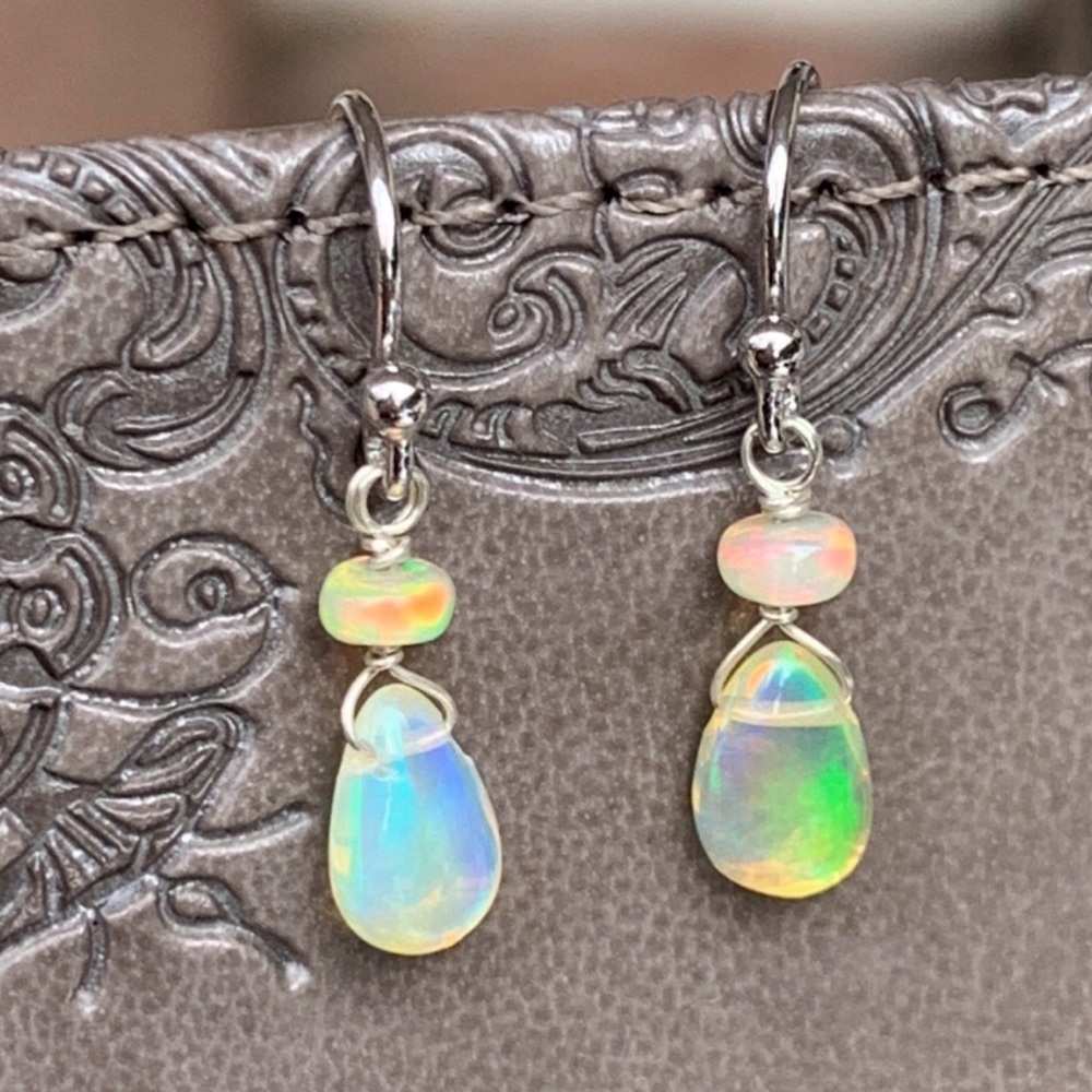 Ethiopian Opal Sterling Silver Dainty Earring